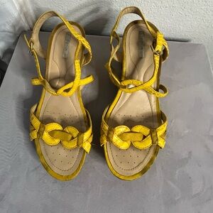 Geox Yellow Braided Strap Sandals‎